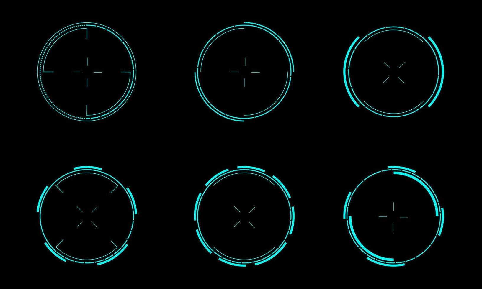 Set of sci fi blue circle user interface elements technology futuristic design modern creative on black background vector