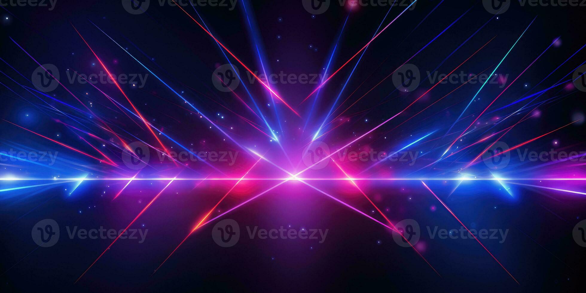 Dynamic Neon Art, Abstract Geometric Elements - Vibrant Neon Glow with Techno Power Lines - AI Generative photo