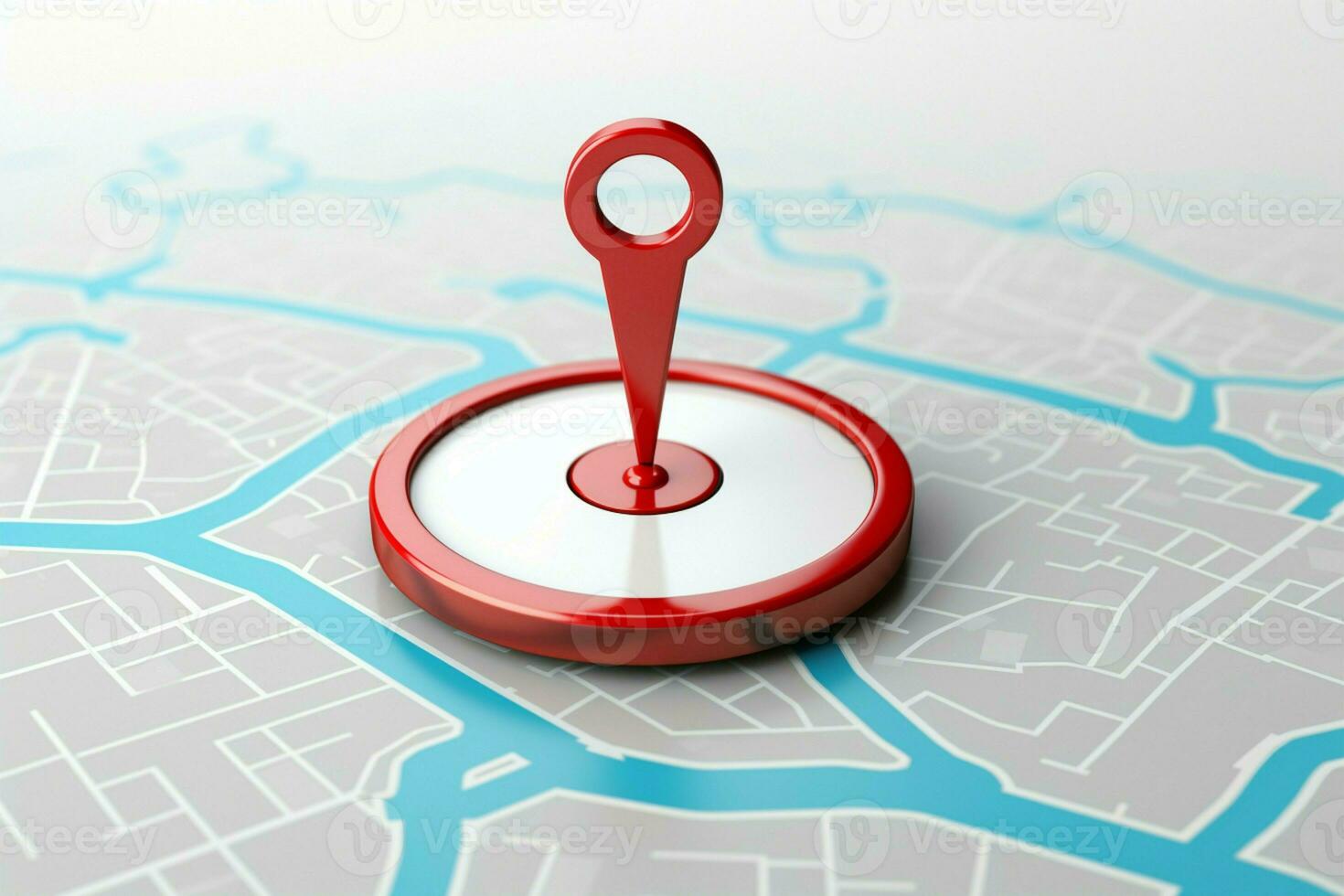 Urban 3D location pin icon on a white background AI Generated photo