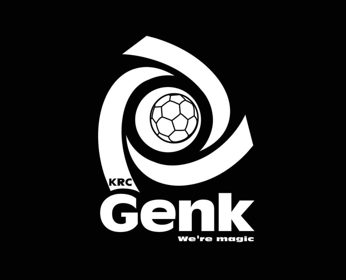 KRC Genk Club Symbol Logo White Belgium League Football Abstract Design Vector Illustration With Black Background