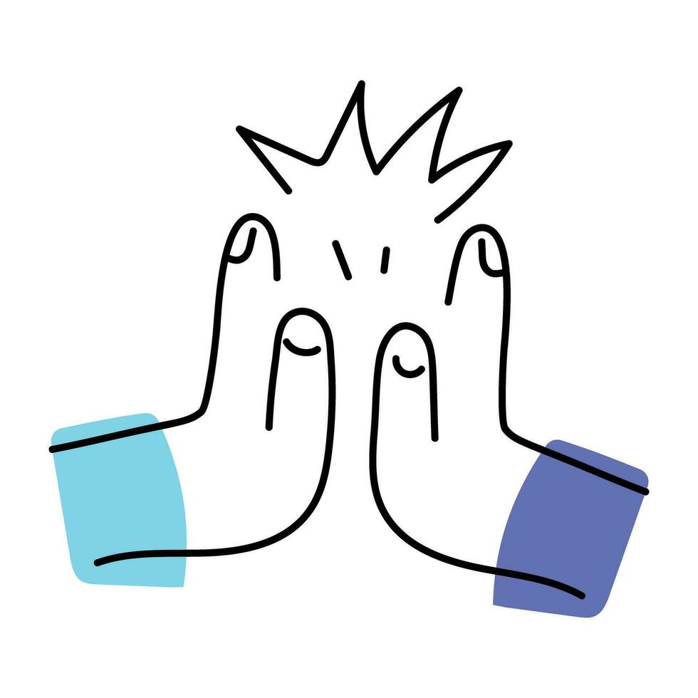 Trendy hand drawn icon of high five vector