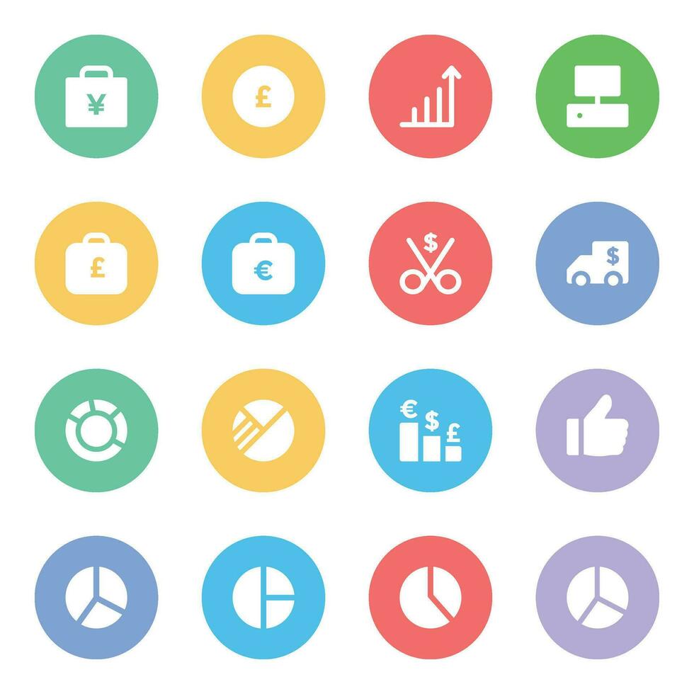Flat Icons of Business and Money vector