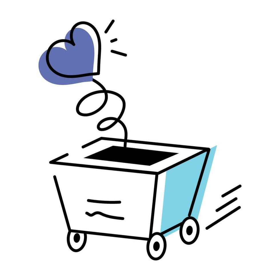 Doodle icon of balloon cart is up for premium use vector