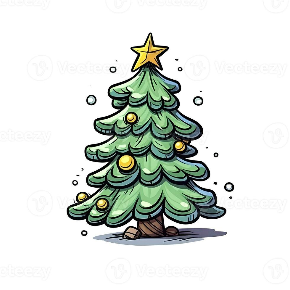 christmas tree object background isolated winter holiday decoration design generative AI. photo