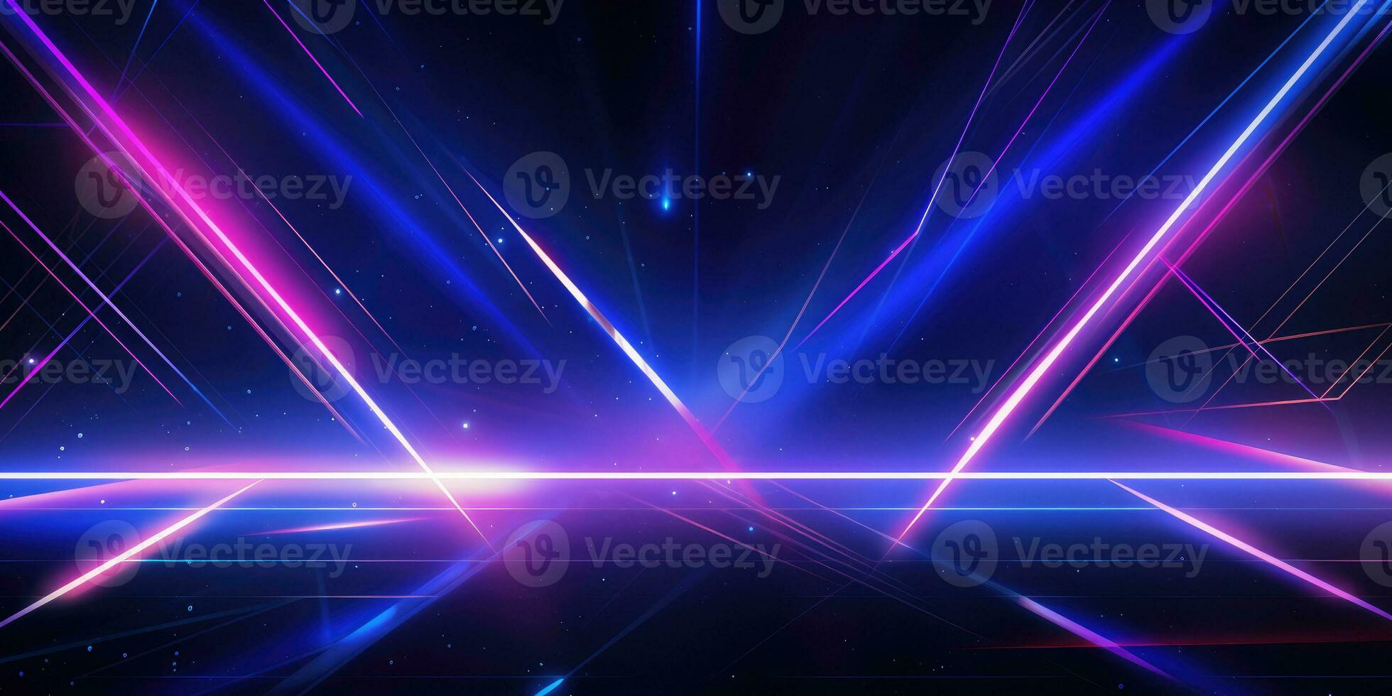 Dynamic Neon Art, Abstract Geometric Elements - Vibrant Neon Glow with Techno Power Lines - AI Generative photo