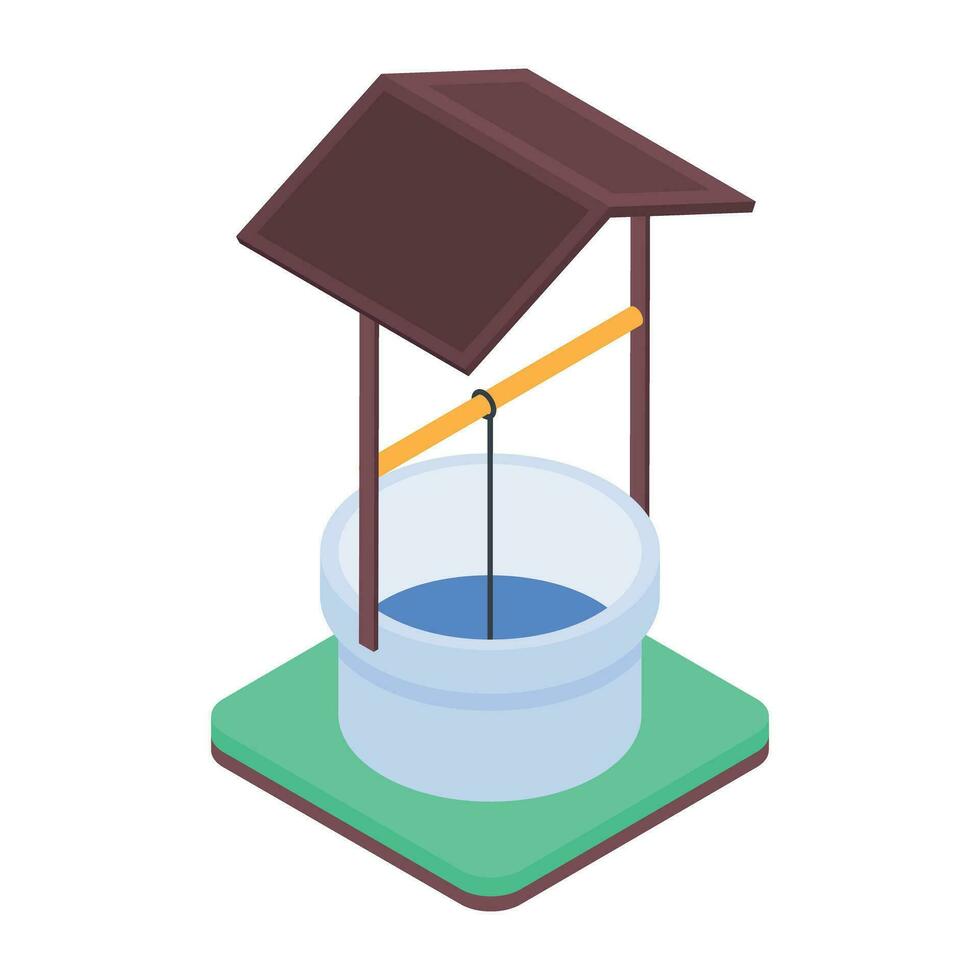 obtener agua bien isométrica icono vector