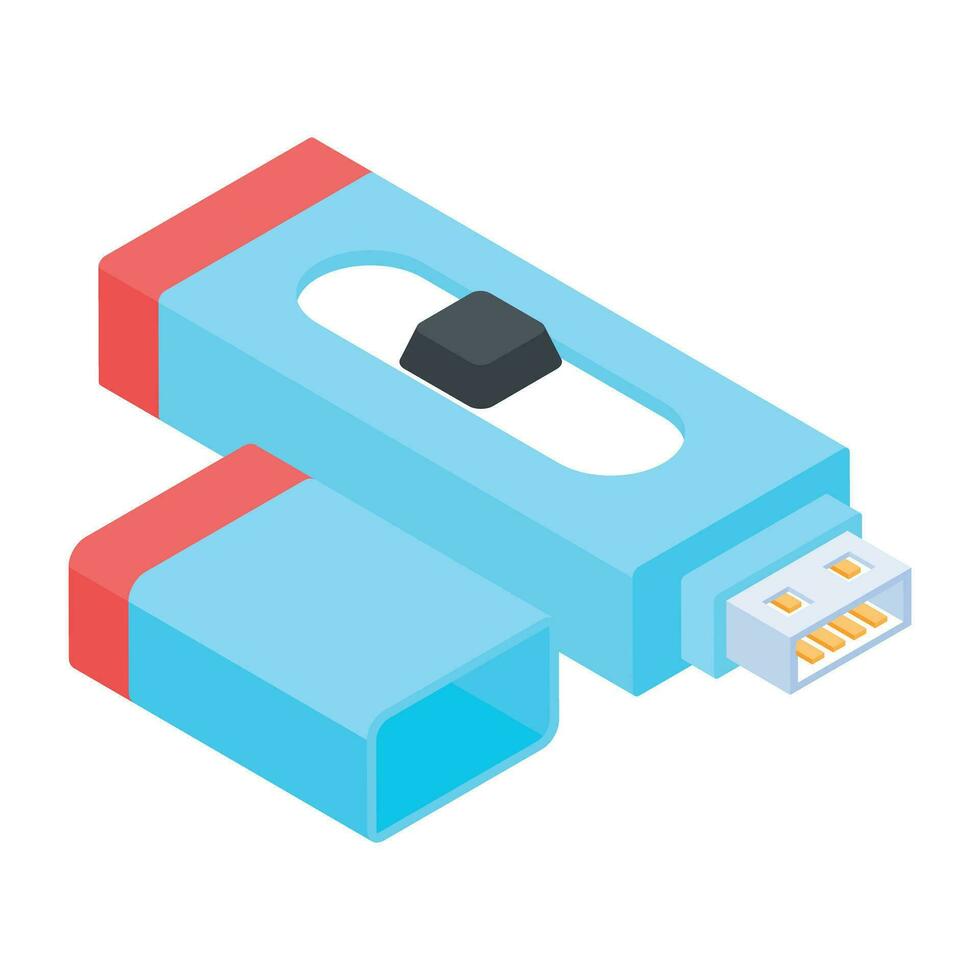 Editable isometric icon of usb vector