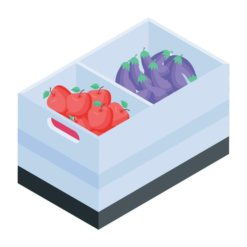 Modern isometric icon of vegetable and friut counter vector