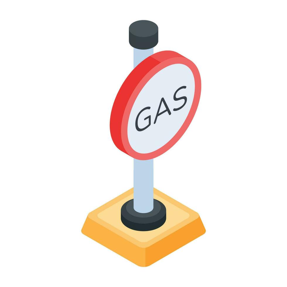 isométrica ilustración de un gas firmar vector