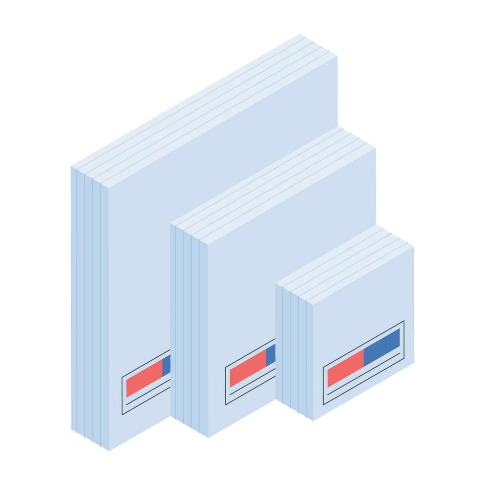 Trendy book box isometric icon vector