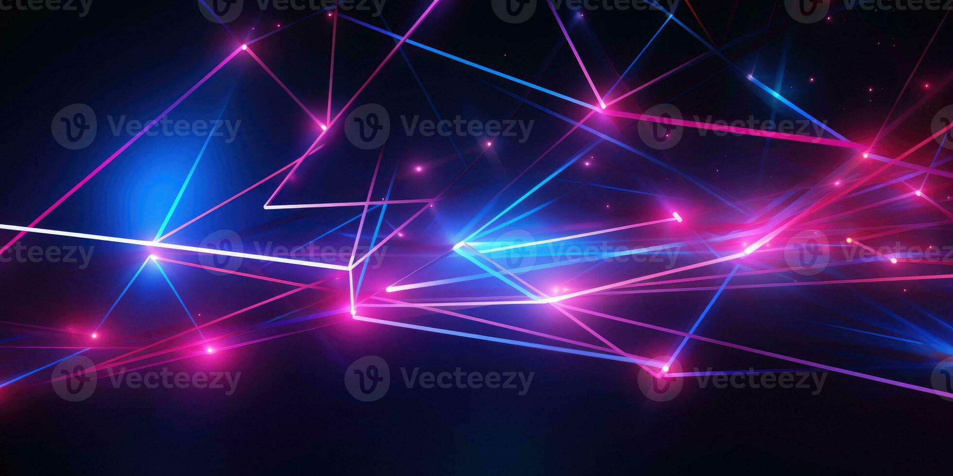 Futuristic Neon Magic, Glowing Geometric Abstract - Dynamic Lines and High-Tech Energy Impulse - AI Generative photo