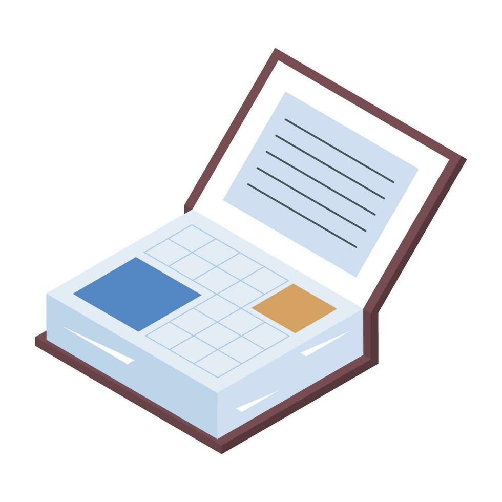 Trendy book box isometric icon vector