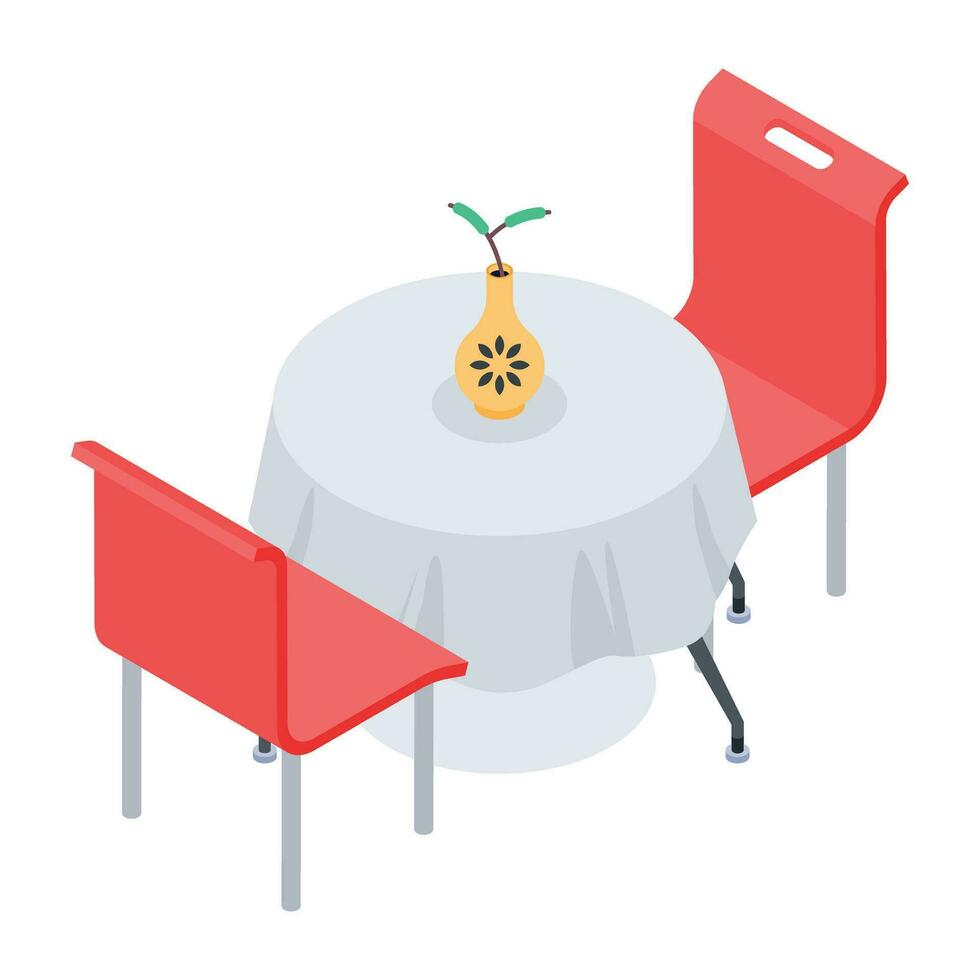 Get this isometric icon of restaurant table vector
