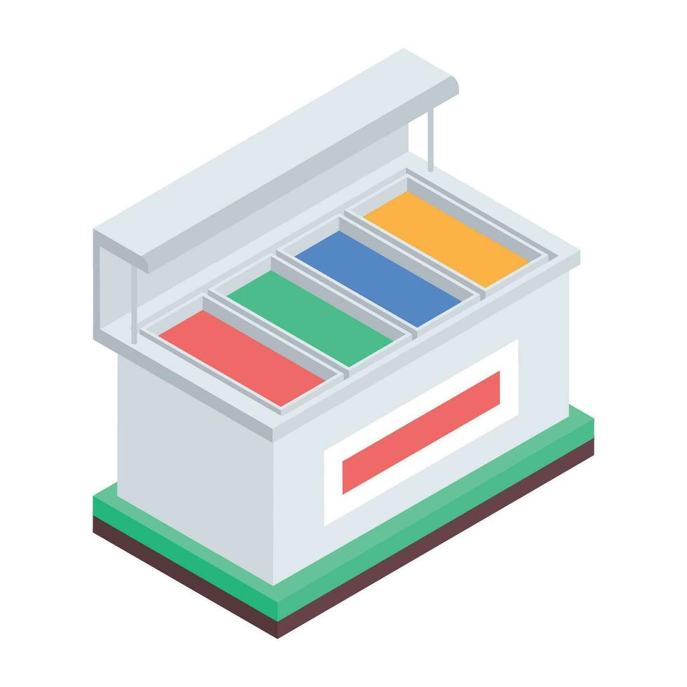 Food kiosk handy isometric icon vector