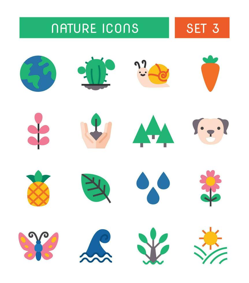 conjunto de naturaleza y ambiente íconos vector