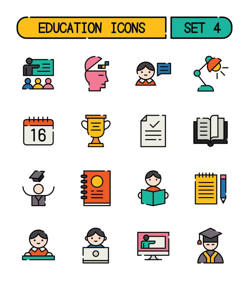 conjunto de colegio y educación íconos vector