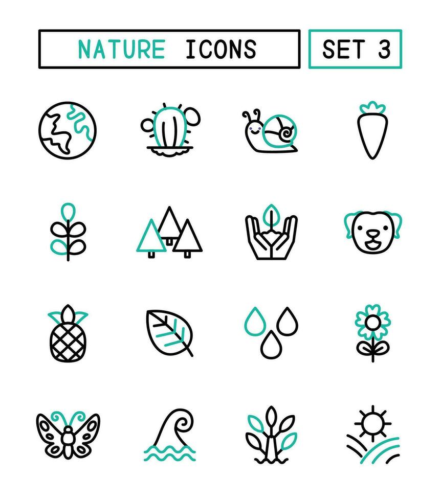 conjunto de naturaleza y ambiente íconos vector