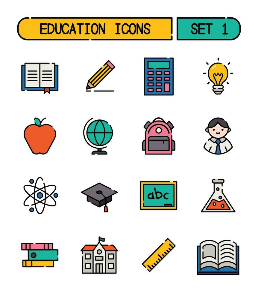 conjunto de colegio y educación íconos vector