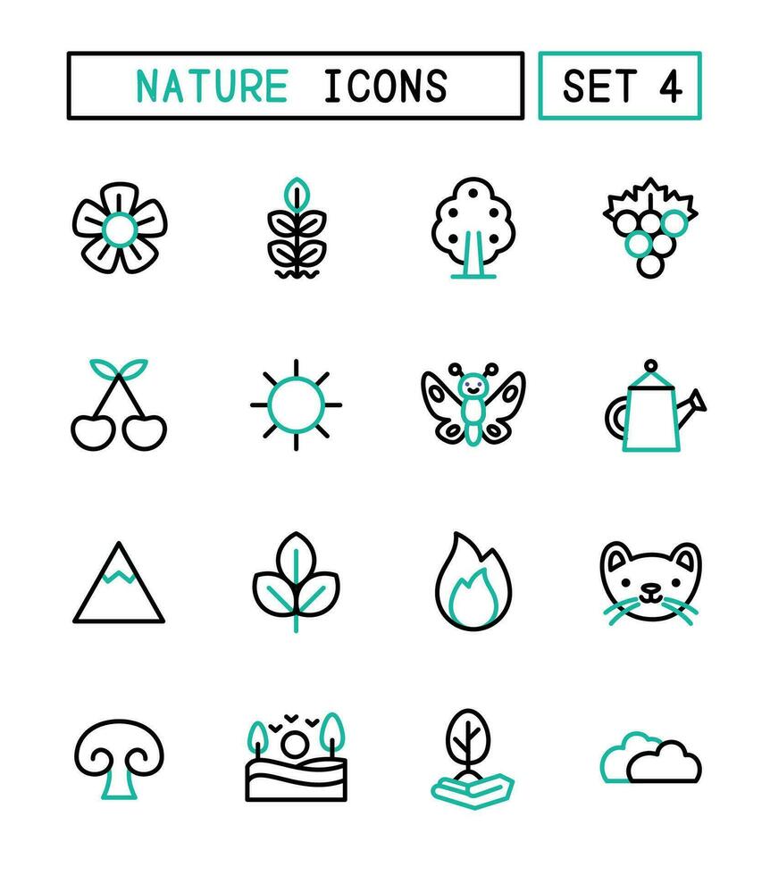 conjunto de naturaleza y ambiente íconos vector