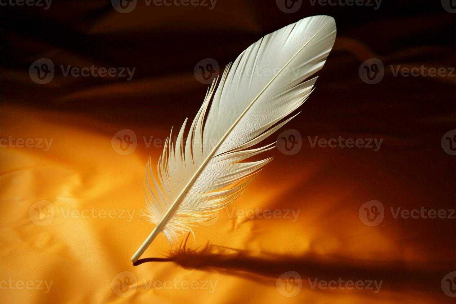 Paper adorned with a protruding feather, a touch of rustic charm AI Generated photo