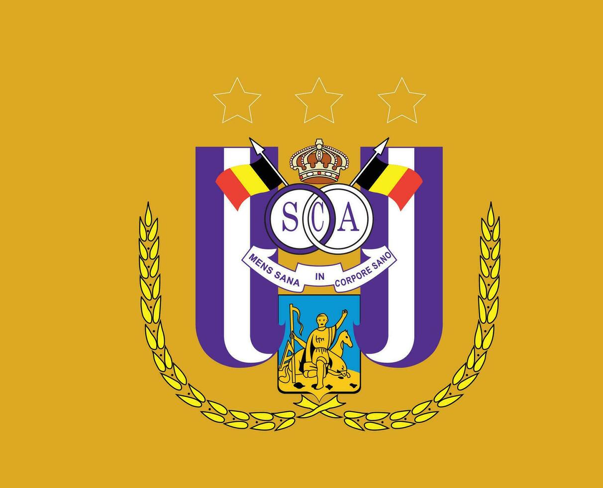 Anderlecht club logo símbolo Bélgica liga fútbol americano resumen diseño vector ilustración con marrón antecedentes