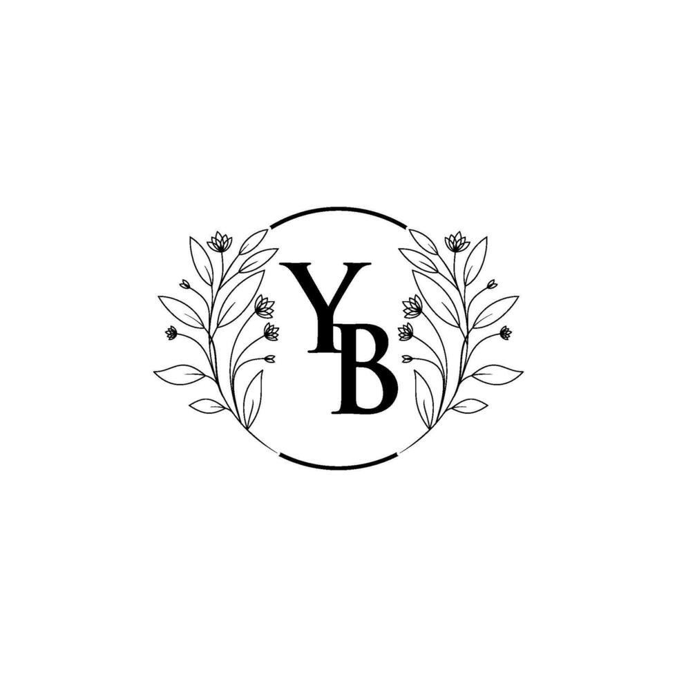 floral letter Y and B logo Icon, Luxury alphabet font initial design isolated on vector