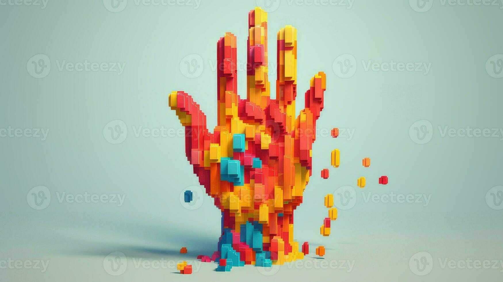 design voxel human hand ai generated photo