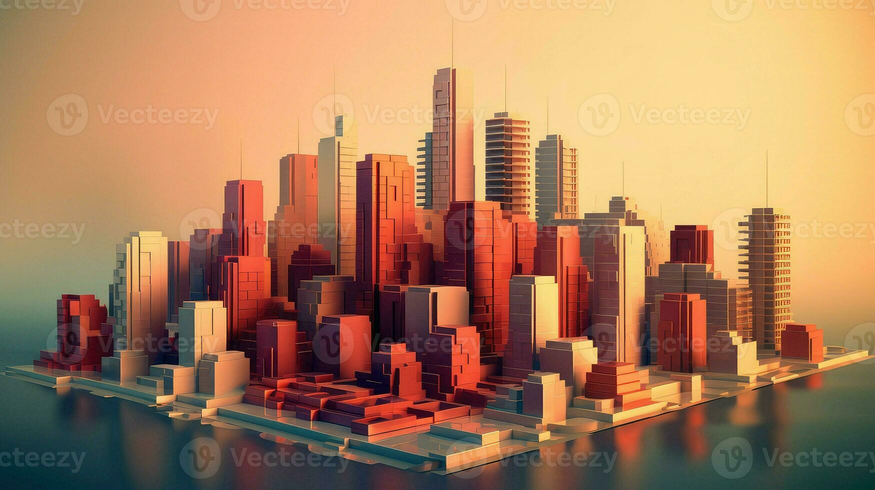 3d voxel ciudad paisaje ai generado foto