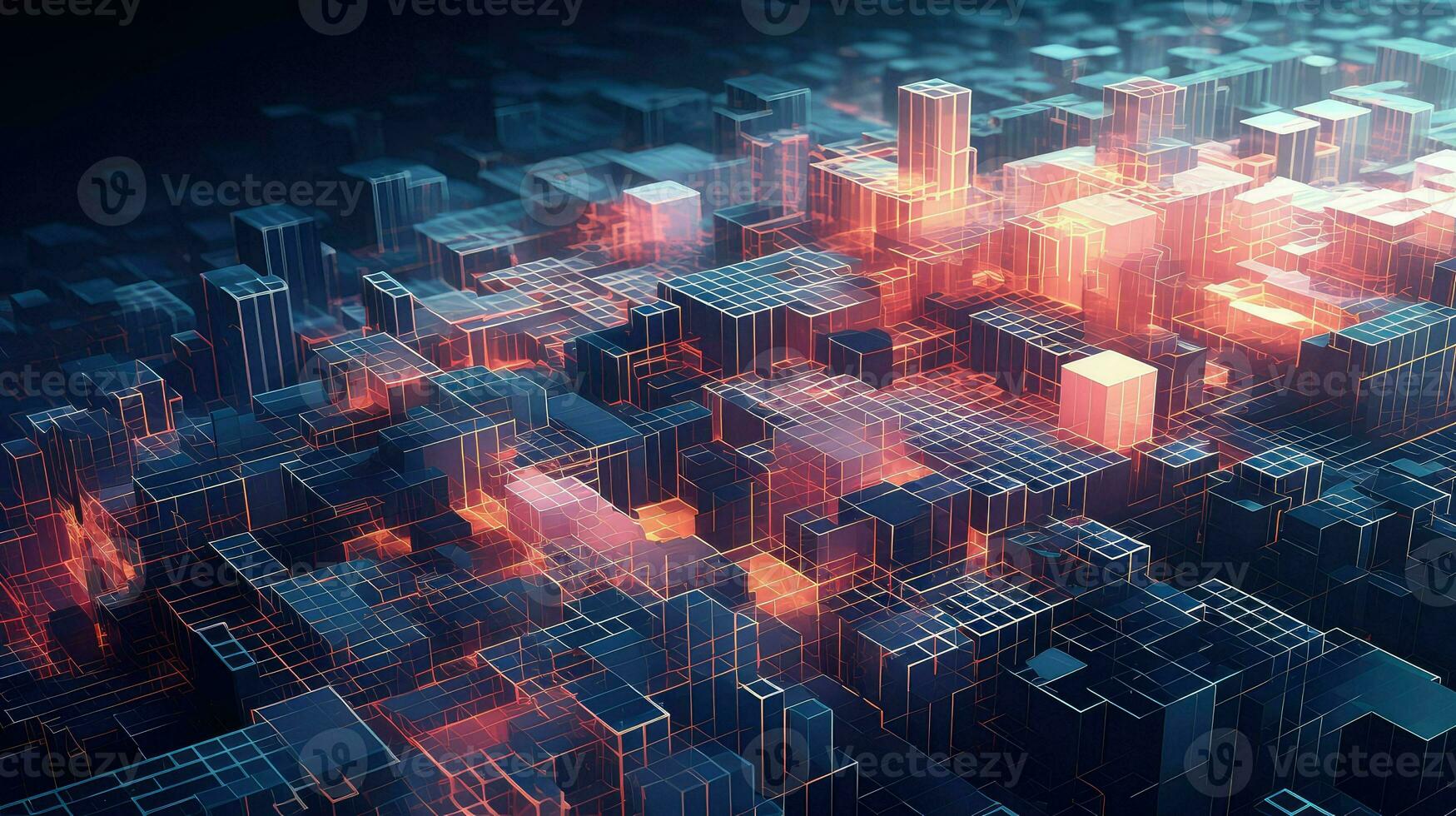 abstract voxel data flow ai generated photo
