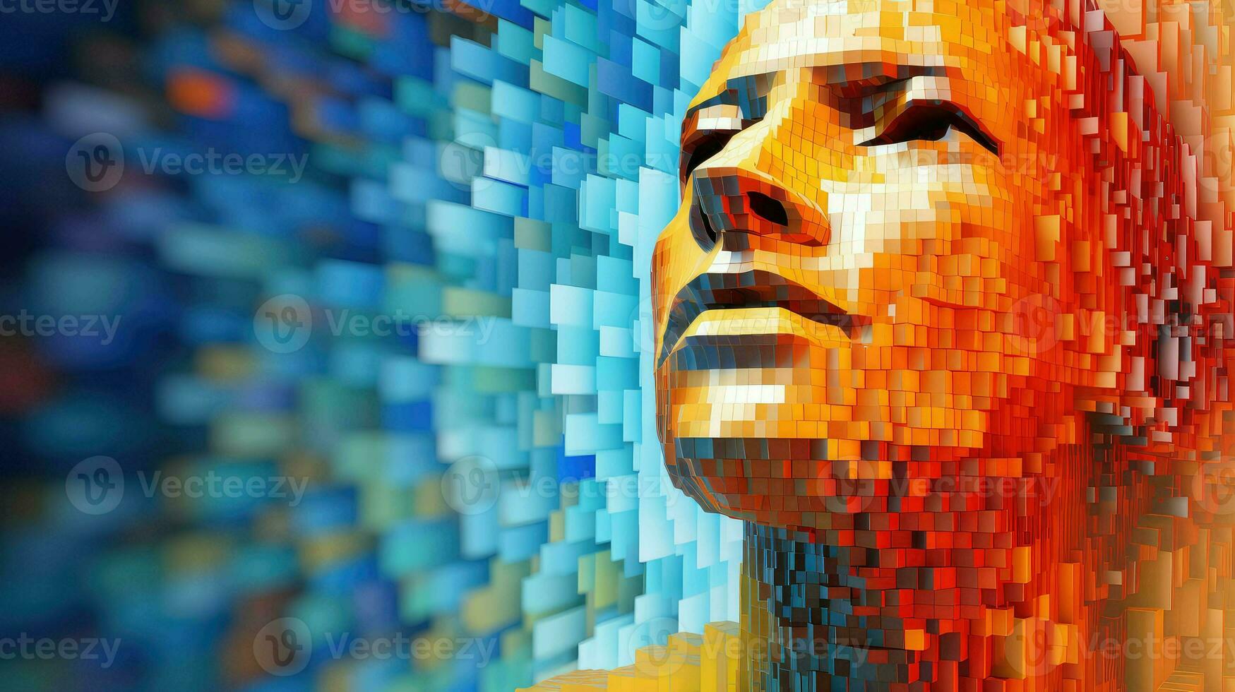 artificial voxel human head ai generated photo