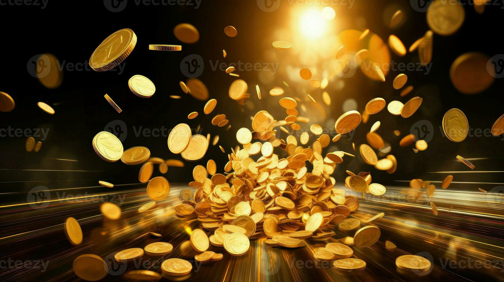 3d gold coin explosion ai generated photo