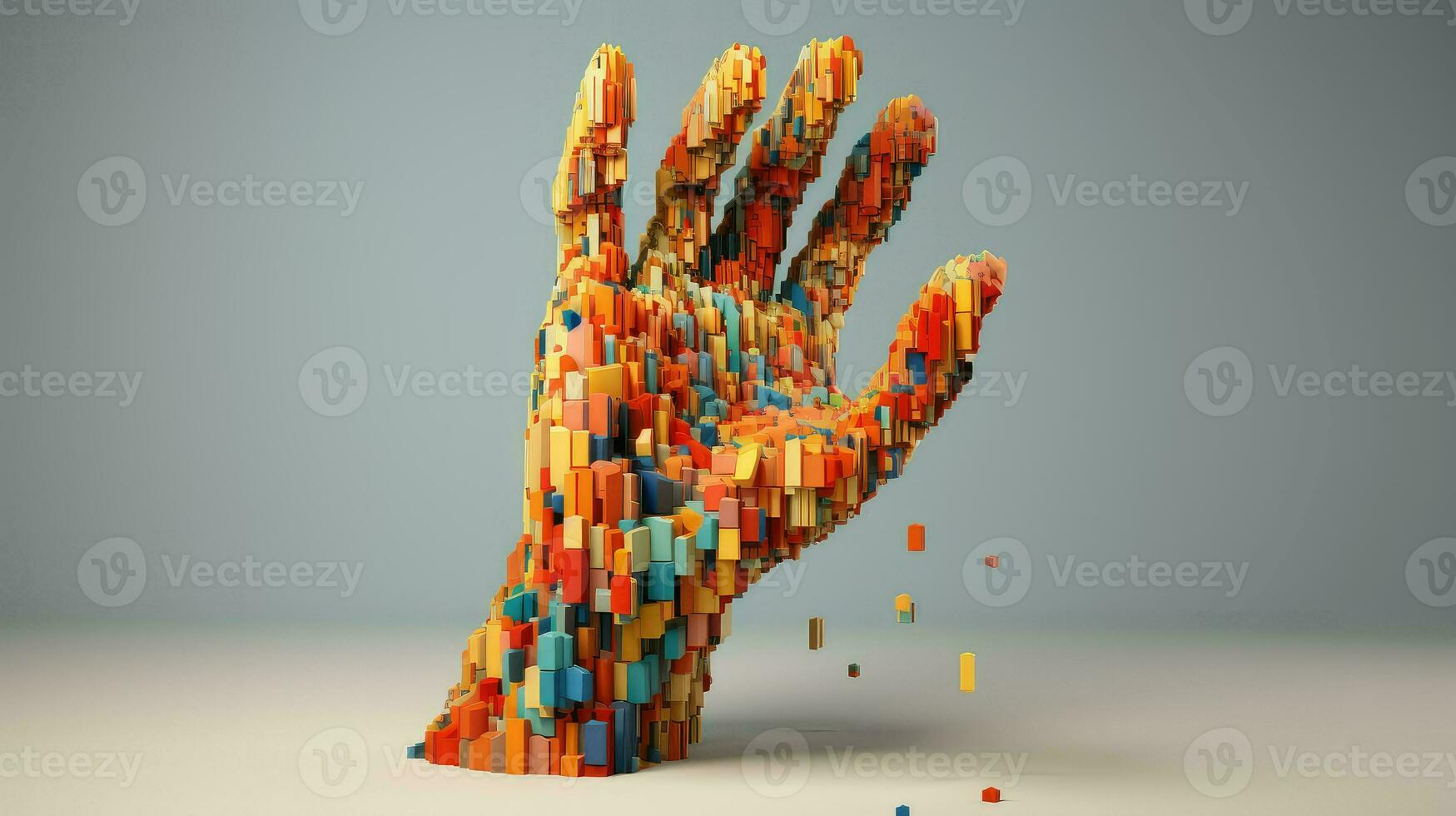 render voxel human hand ai generated photo