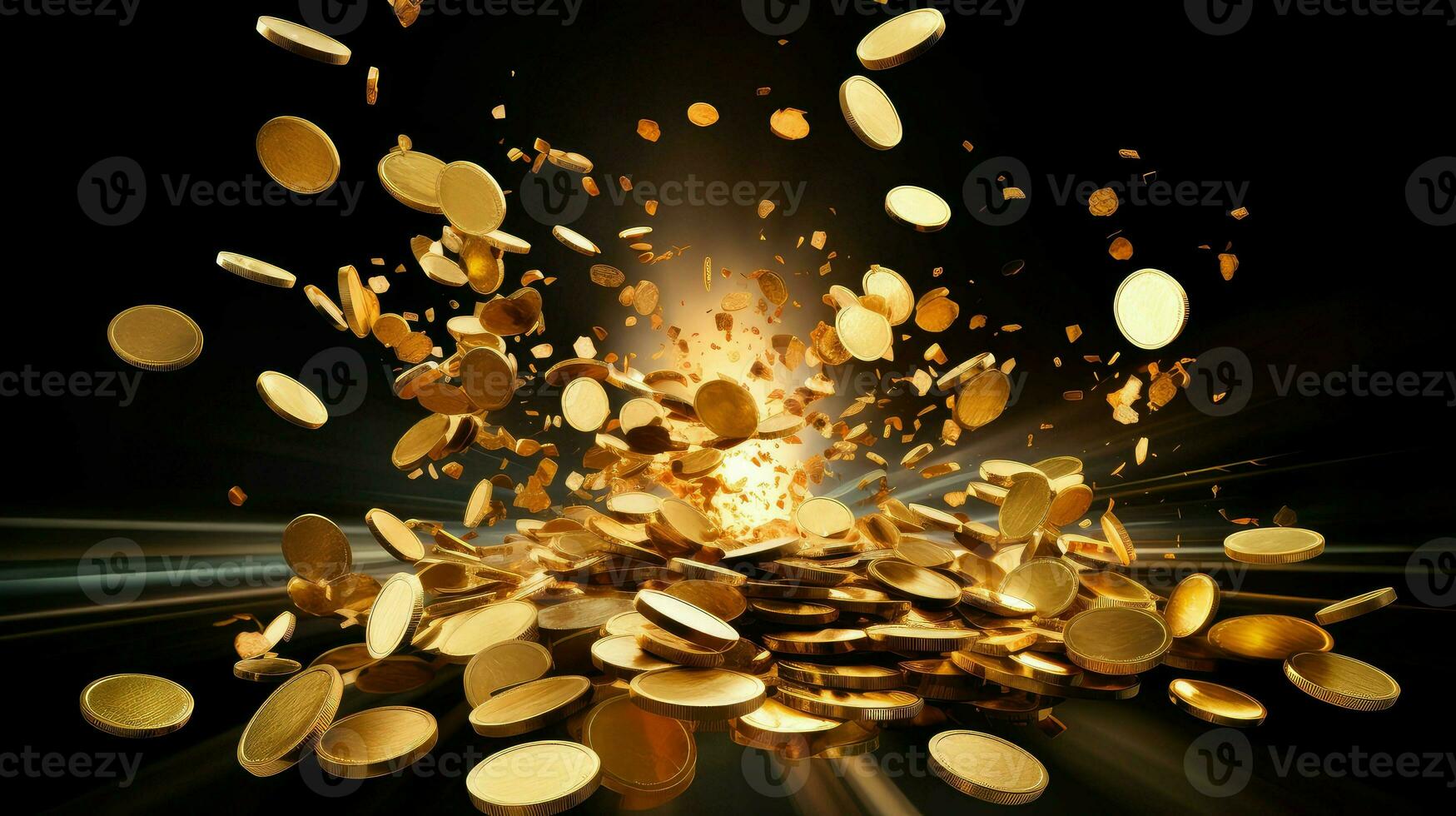 casino gold coin explosion ai generated photo