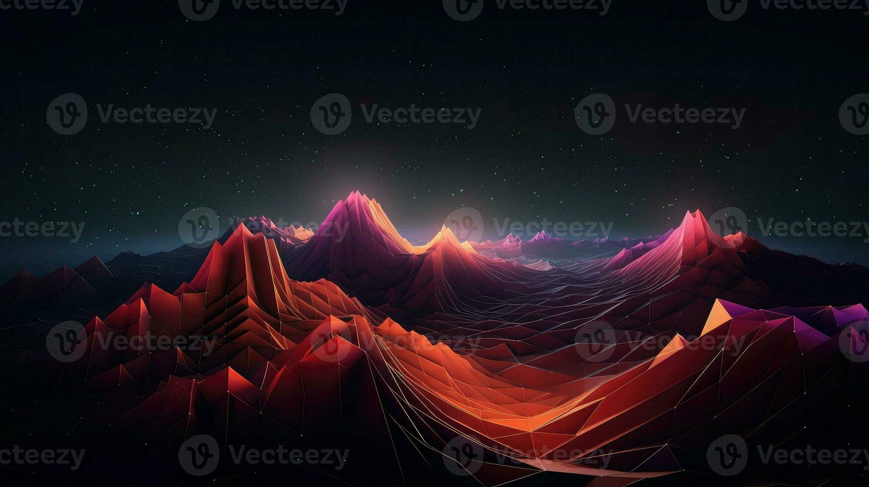 design voxel mountain landscape ai generated photo