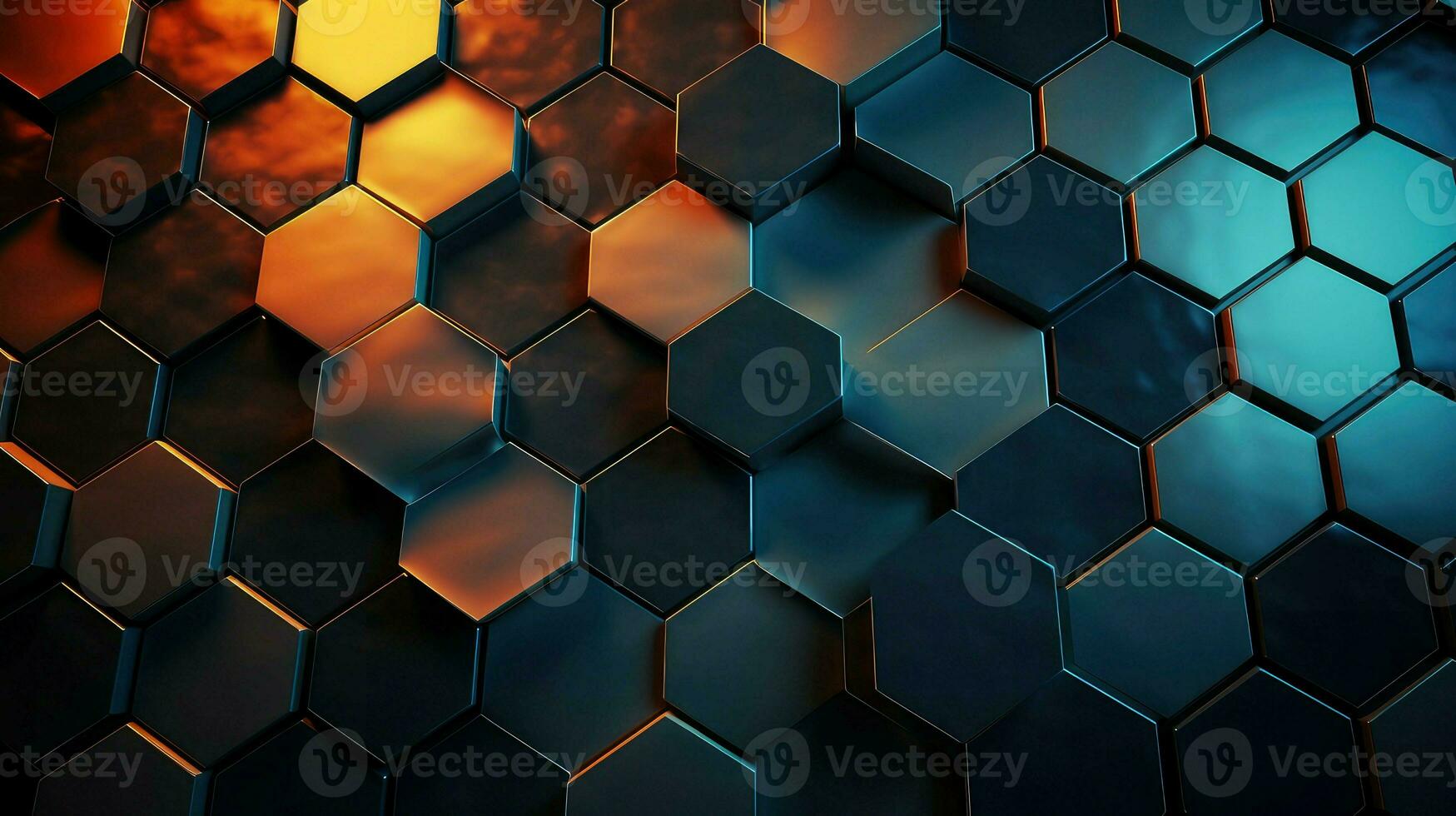 geometric hexagon grid network ai generated photo