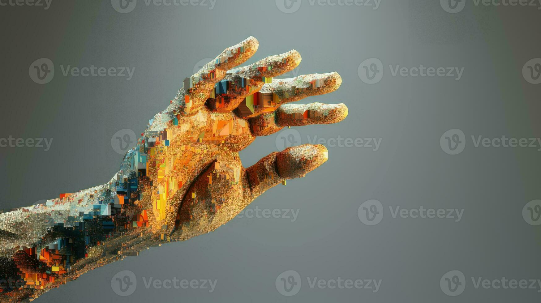 render voxel human hand ai generated photo