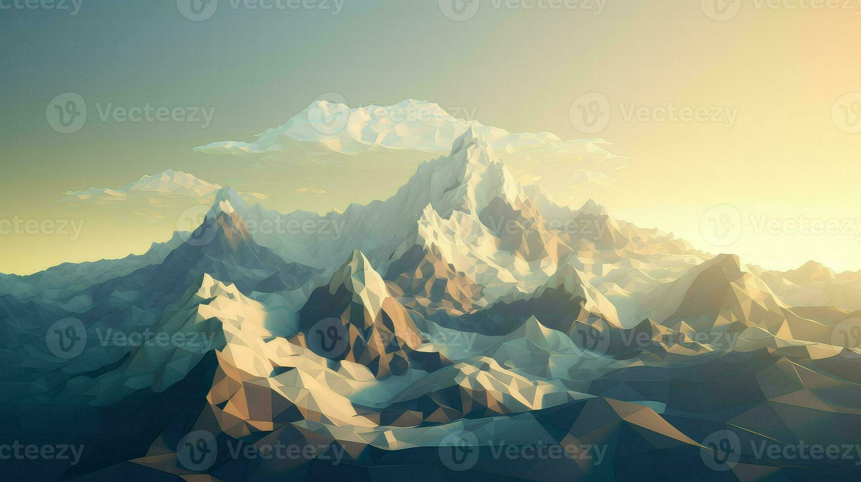 design voxel mountain landscape ai generated photo