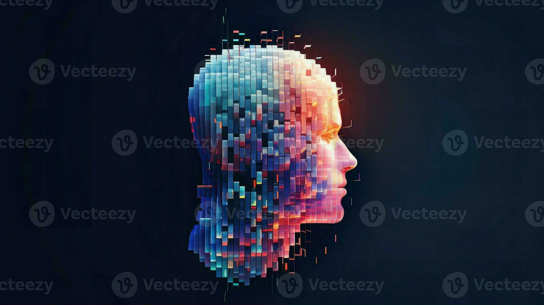 digital voxel human head ai generated photo