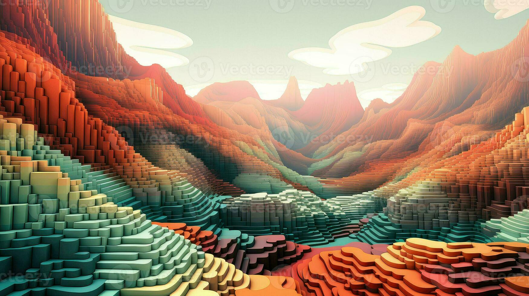 abstract voxel surface landscape ai generated photo