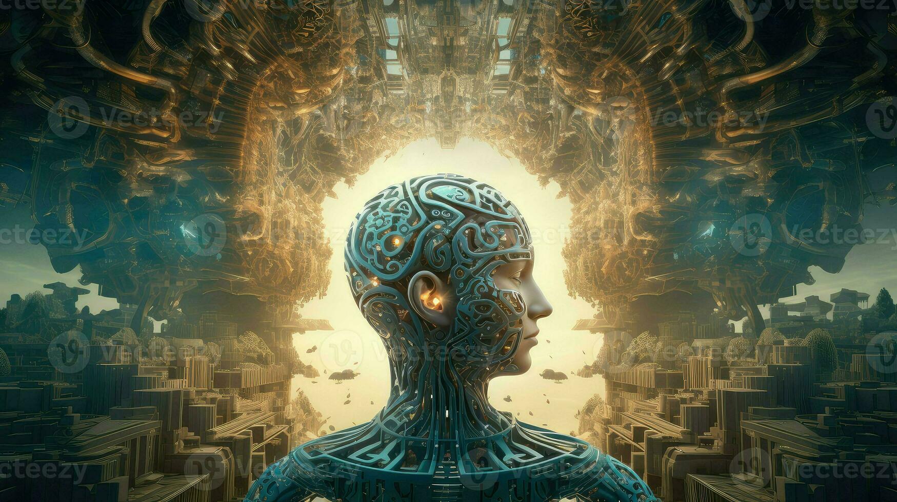 intelligence brain robot digital ai generated photo