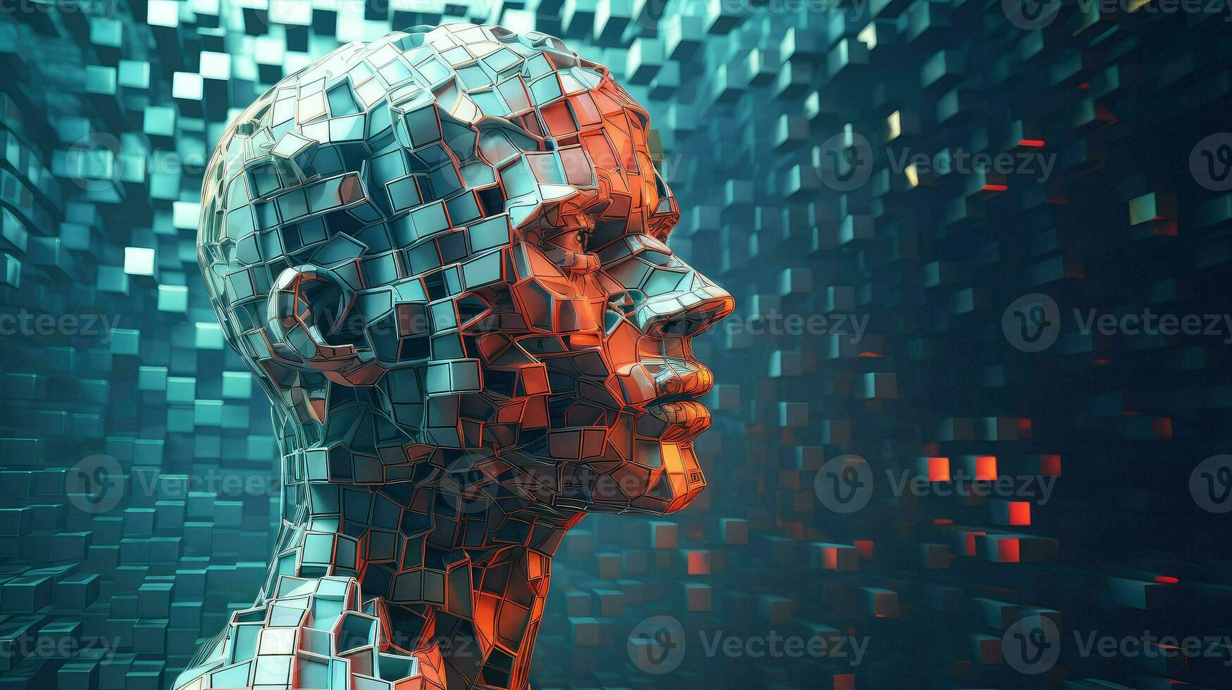 digital voxel humano cabeza ai generado foto