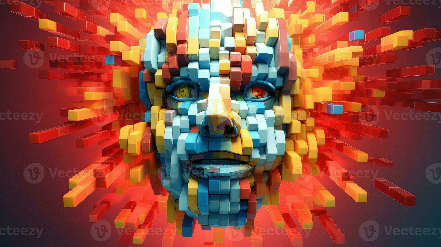 cara voxel humano cabeza ai generado foto