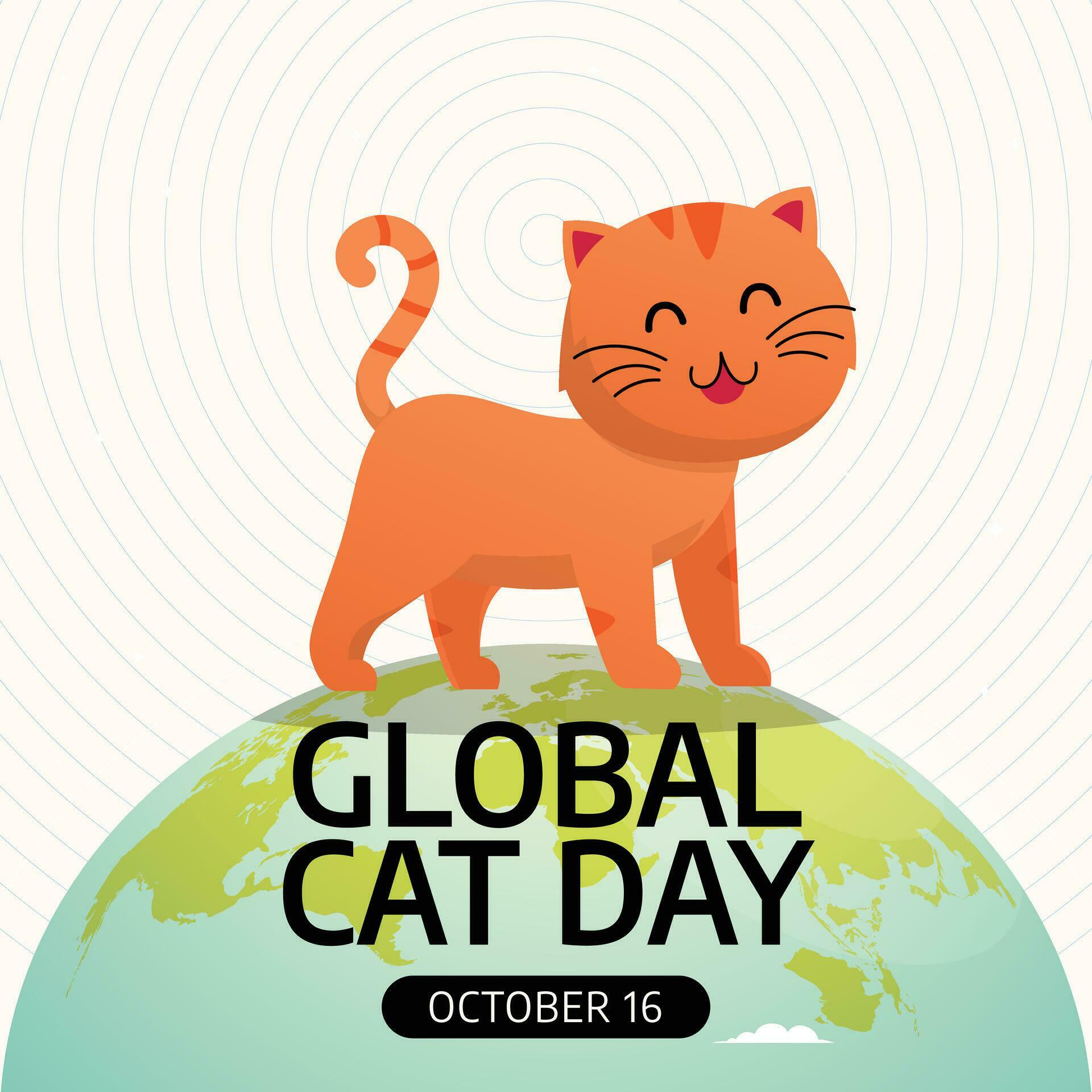 Global Cat Day design template good for celebration usage. cat vector