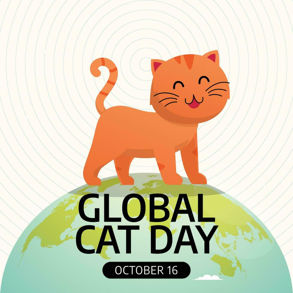 Global Cat Day design template good for celebration usage. cat vector illustration template. cat image. flat design. vector eps 10.