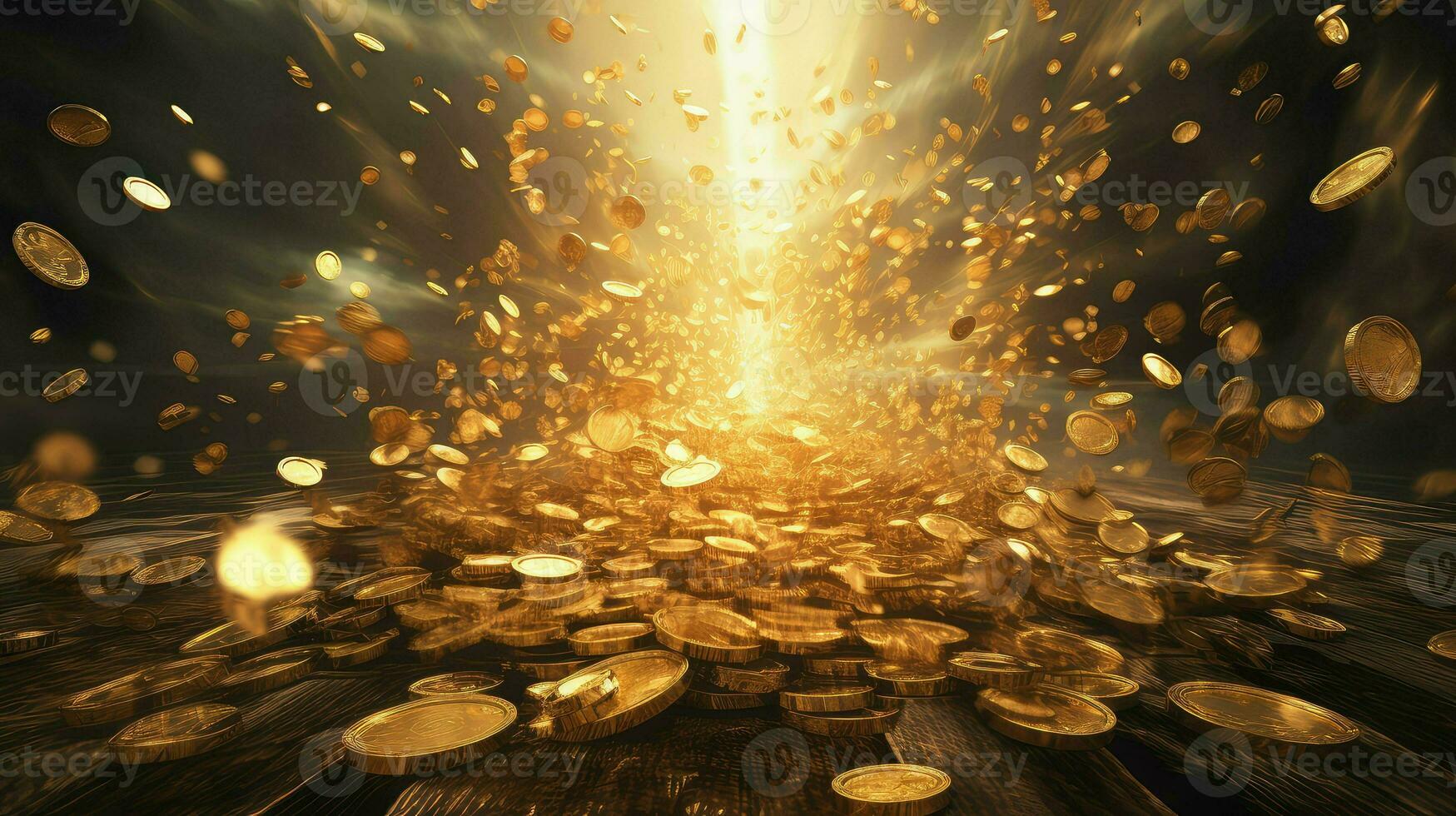 cash gold coin explosion ai generated photo