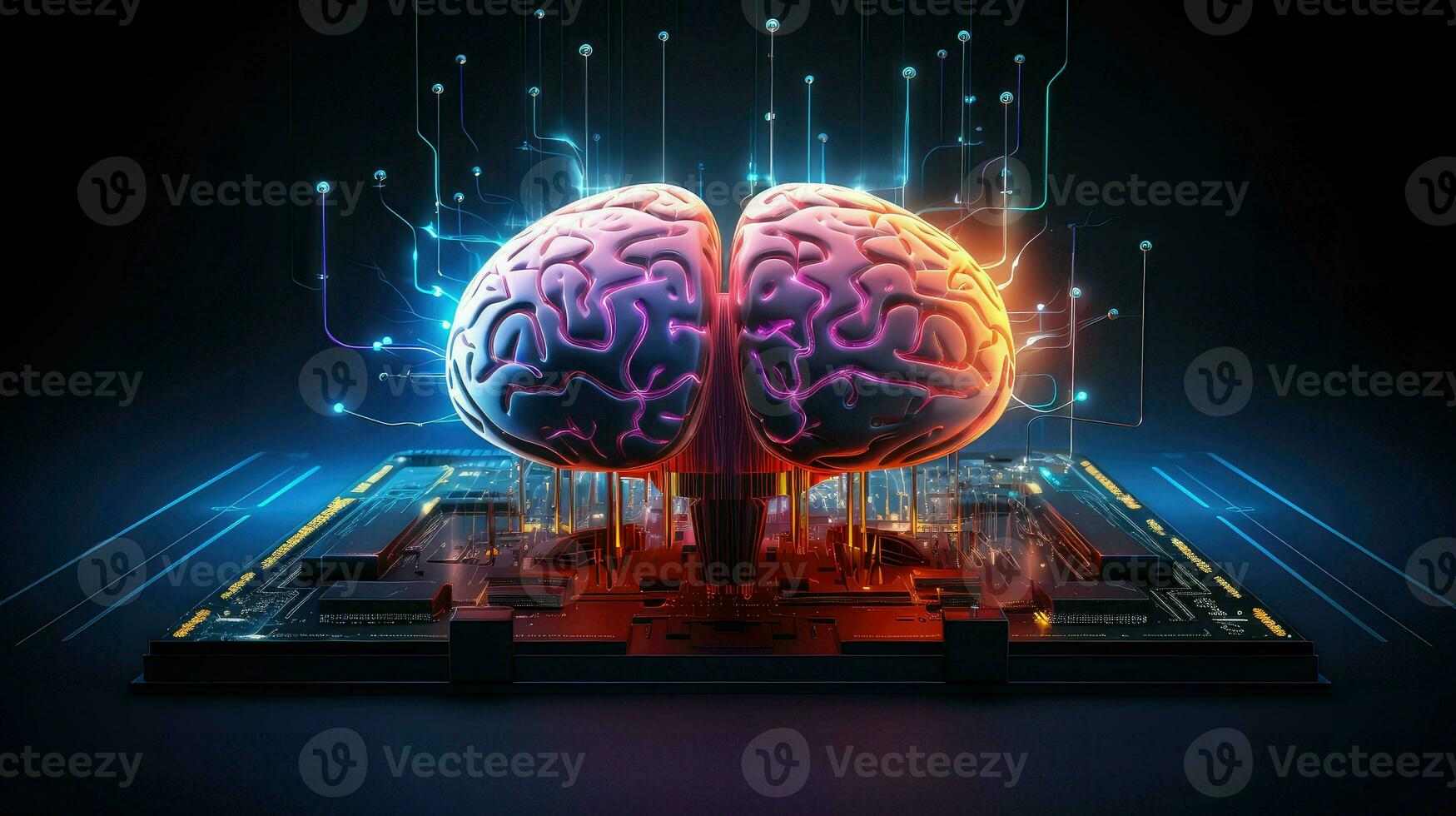 intelligence human brain electronic ai generated photo