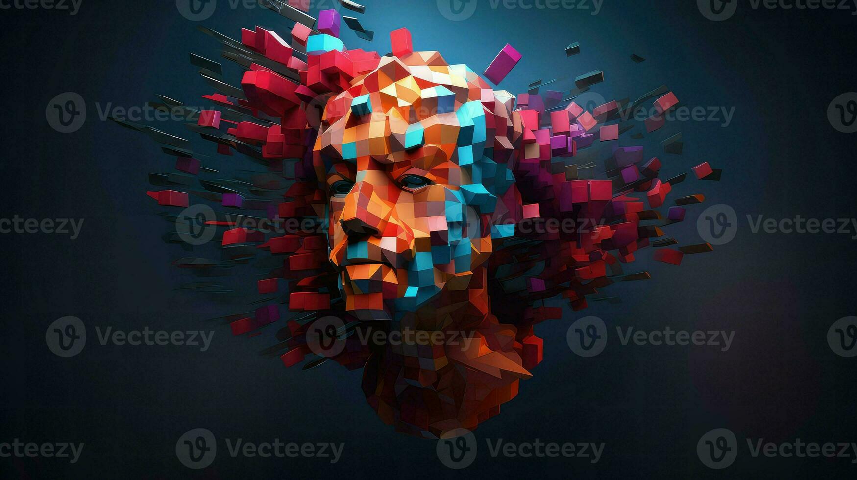 artificial voxel human head ai generated photo