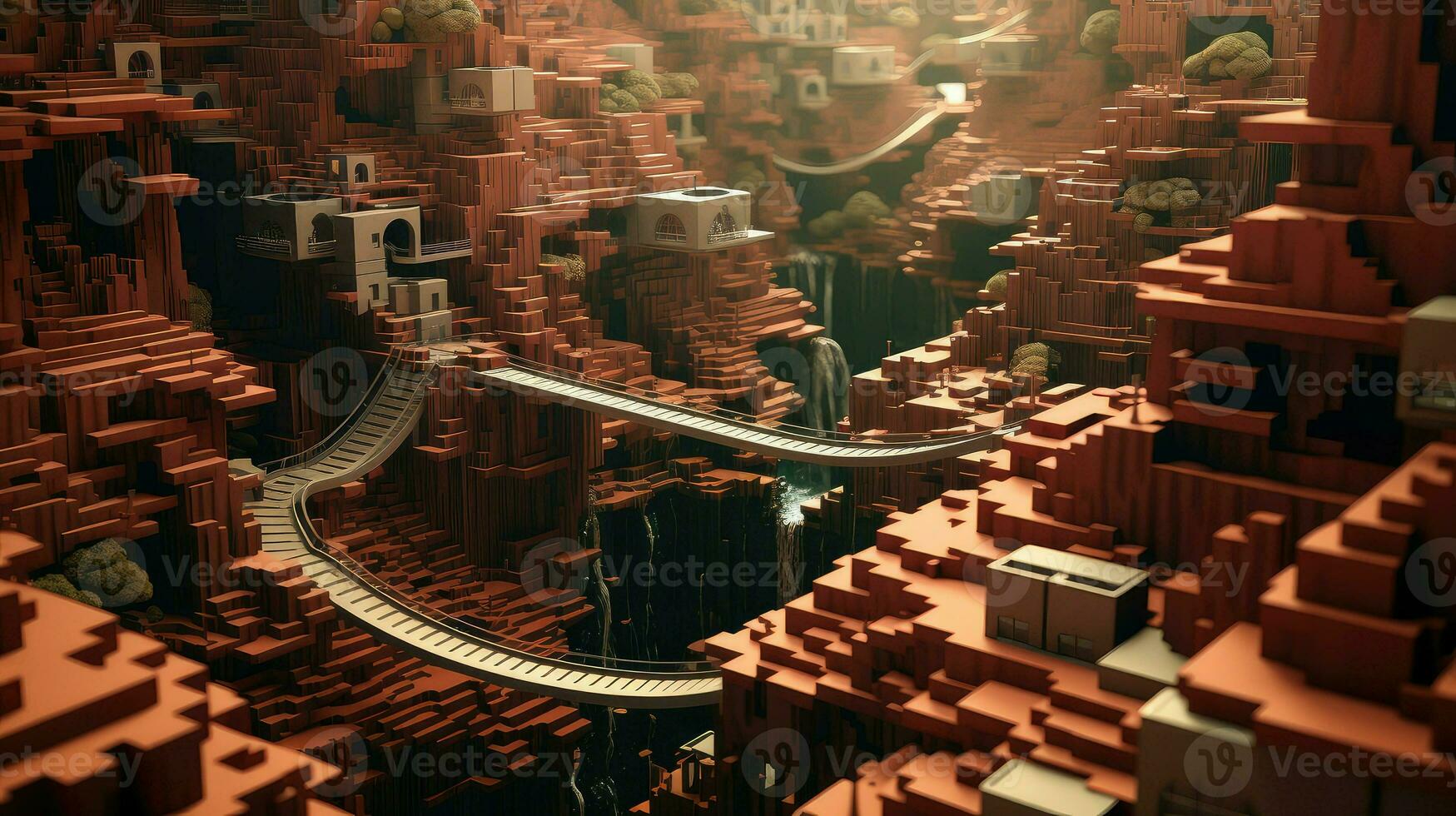 abstract voxel data flow ai generated photo