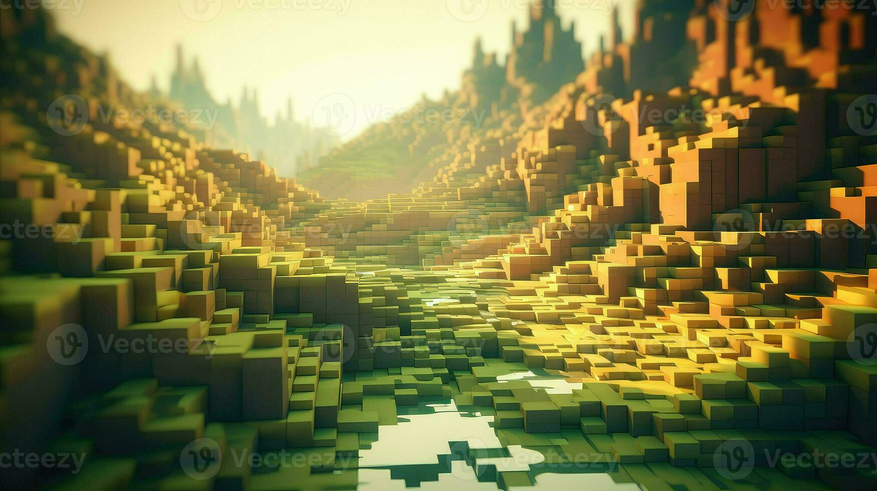 abstract voxel surface landscape ai generated photo