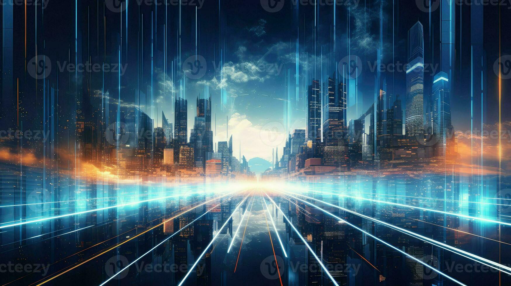 science futuristic data stream ai generated photo